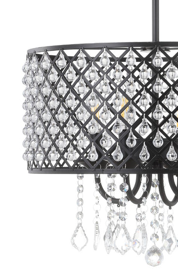 Gigi Metal/Crystal Adjustable LED Drop Chandelier - JONATHAN Y